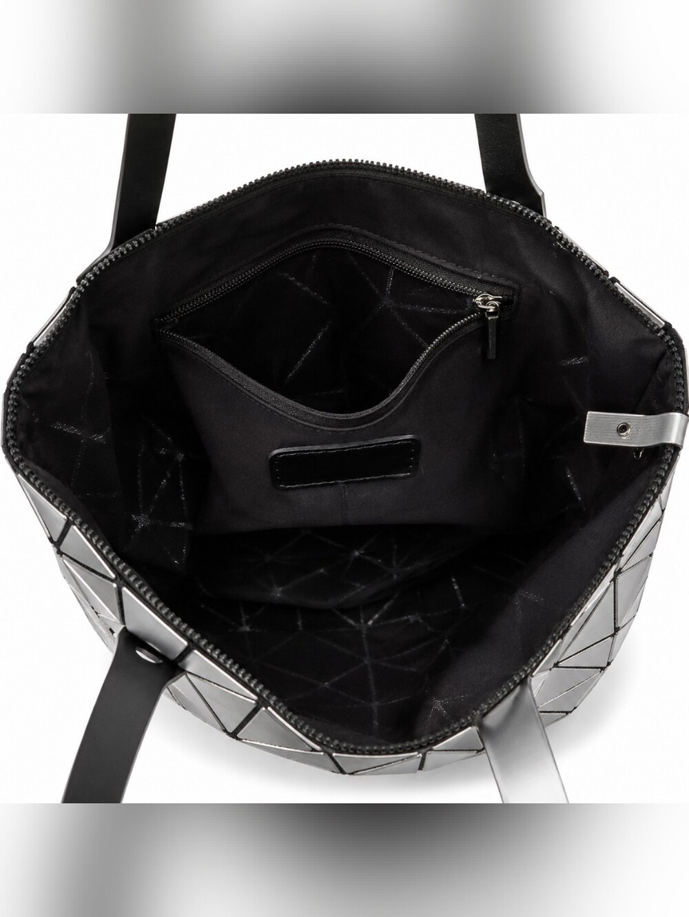 Silver Metallic Geometric Prism Panel Tote Bag - Picture 4 of 6
